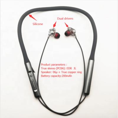 China In-ear Earphone With Dual Control , Neckband Wireless Earphone With Mic Hanging Neck Headphones Headsets for sale