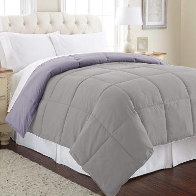 China Purple Gray Custom Quilted Polyester Microfiber Home Bed Comforter for sale