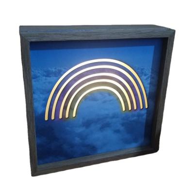 China Custom home decor portable led desk wooden lightbox 8011 for sale