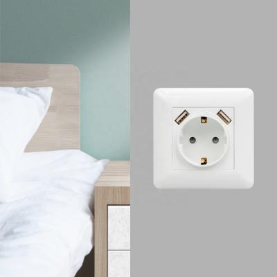 China USB Port Wall EU Euro Flat Electrical Power Sockets 16 Amp Residential/Multi-Purpose Germany Standard Plastic Modular Electric Cover For Homes for sale