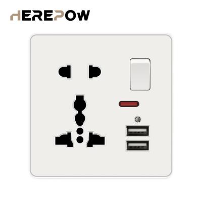 China Residential / General Purpose Universal Wall+Switches And USB Sockets For Homes EU Outlet 5 Pin Electrical Outlet 2 USB for sale