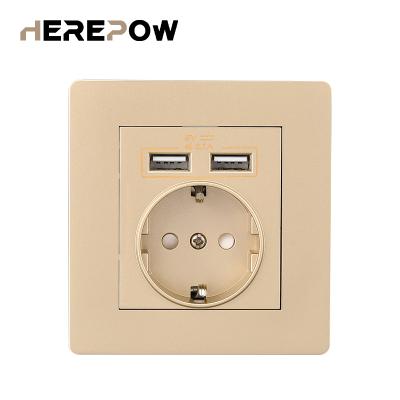 China Residential/Multi-Purpose EU Sockets With 2 USB For Homes EU Outlet Modular Electric Cover Plate Accessories Electric Power Socket for sale