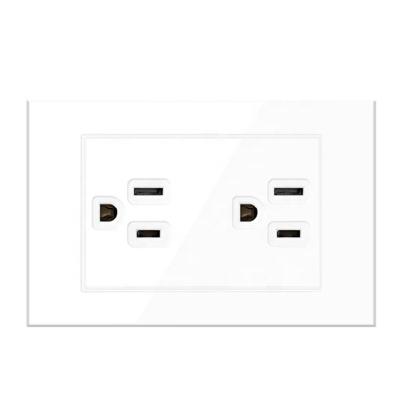 China PC US Glass Panel Wall+Switches for Homes and Dimmer orspeed electrical outlets and switch 118*74 mm 6 PIN US USB Outlets for sale