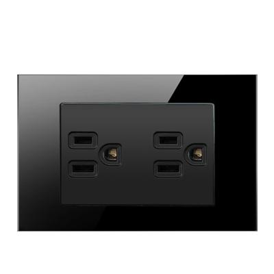 China US Double Wall Outlet Glass Panel And Switches Plug Dual Usb 3pin Outlet Canada Universal Electric Power Standard for sale