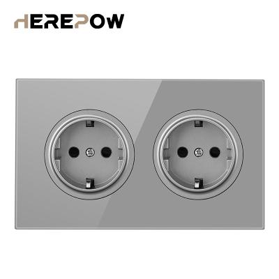 China 146cm Glass Panel EU Residential / Multipurpose Sockets For Homes USB Modular Cover Plate Dish Accessories Electric Power Outlet for sale