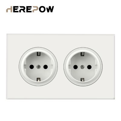 China 146cm Residential / General Purpose EU Double Germany Sockets With 2 USB Glass Panel For Homes for sale