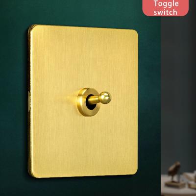 China Brass Panel 1 Toggle 2 Way UK Brass Switches And Wall+ Strip Sockets For Homes USB Modular Light Cover Electrical Plate Electric Power for sale