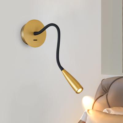 China Modern Hotel Wall Light With Left USB Gooseneck Bedside Reading Lamp Flexible Wall Lamp for sale