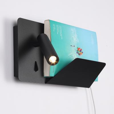 China Modern Led Bedside Wall Light Adjustable Rotating Lamp White And Black Creative Wall Lamp for sale