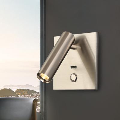 China 2021 Modern Luxury Indoor Decorative Wall Mount Beside Reading Light With Usb Left Led Wall Lamp For Hotel Bedroom for sale