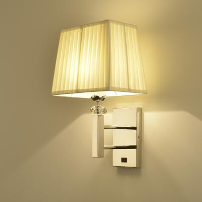 China Modern Indoor Decorative Sconce Light Fixtures E27 Wall Light Square Nordic Modern Reading Hotel Nordic Cloth Led Wall Lamp for sale