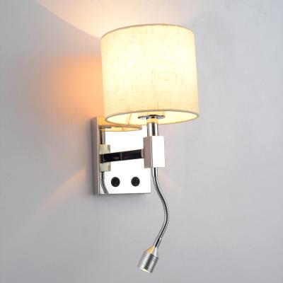 China Modern European Indicating Wall Lights Indoor E27 Bedroom Hotel Wall Light Fixtures Fabric Home Bedside Led Wall Lamp Indoor for sale