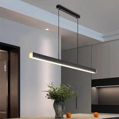 China Modern Linear Long Line Chandelier Pendant Light Hanging Dining Led Pendant Lighting For Kitchen for sale