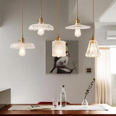 China Modern Attic Glass Home Decor Pendant Lamp Light Fixtures Copper Brass Fitting Kitchen Dining Restaurant Hanging Lamp for sale