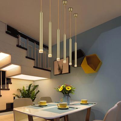 China Modern Long Tube Pendant Lamp Cylinder Pipe Modern Led Hanging Lamps Tie Down Pendant Light For Living Room for sale