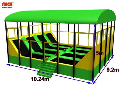 China Plastic Playground Mich Customized Large Outdoor Dodgeball Trampoline Park For Kids And Adults for sale