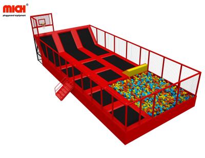 China Commercial Indoor Metal Mich 100 Sqm Trampoline Park With Basketball And Foam Pit for sale