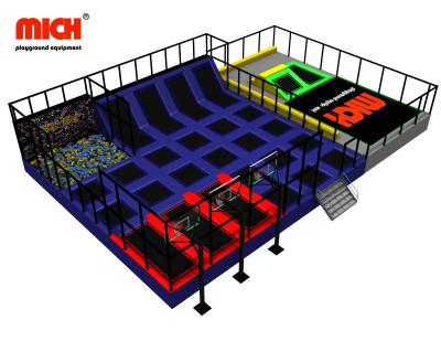 China Indoor metal MICH 300 sqm trampoline park with climbing wall, foam pit, basketball, airbag for sale