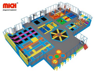 China PVC Indoor Kids Adults Trampoline Park with Various Ninja Warrior Obstacles, Foam Pits, Interactive Wall Games for sale