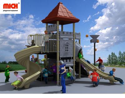 China Plastic Playground Mich Customized Kids Outdoor Playground With Stepping Stack, Basketball Hoops for sale