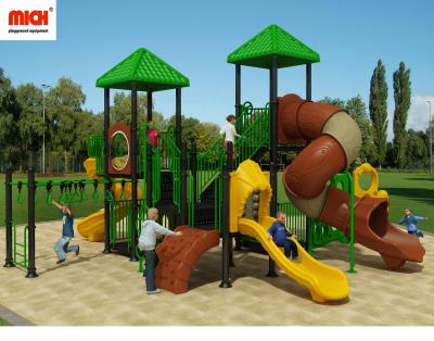 China Plastic Playground Mich Customized Outdoor Playground With Spiral Slides, Climbing Rings, Balcony for sale