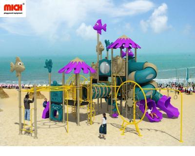 China Mich Plastic Ocean Themed Kids Big Outdoor Playground Playground With Tunnels, Slides, Climbing Wall, Swing for sale