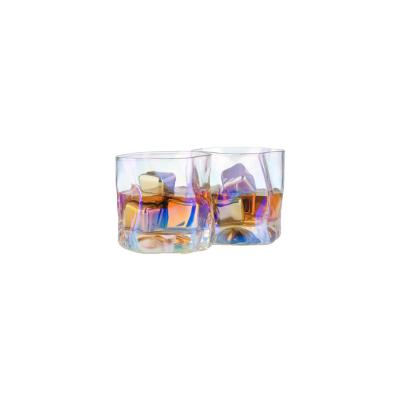 China Viable Whiskey Glasses-10 oz (set of 2), Bar Glasses Plating Colored Technology, Rainbow Crystal Glass for sale