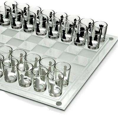 China Glass+paper 3 in 1 Glass Drinking Chess and Shot Glass Drinking Game with Poker and Chess for sale