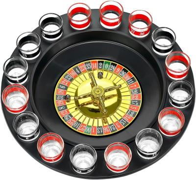 China Adult Bar Game Party Drinking Set Creative Russia Turntable Shot Glass Drinking Roulette Set Novelty Drinking Game with 16 Shot Glasses for sale