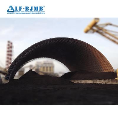 China New Prefab Space Structural Covering Frame Curved Arch Roof Steel Construction Building Barrel Coal Storage Design for sale