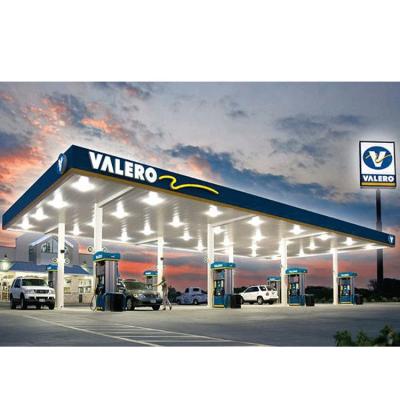 China Quick Installation SI Gas Station Canopy Space Frame Gas Station Roof Lightweight Steel Construction Cost for sale