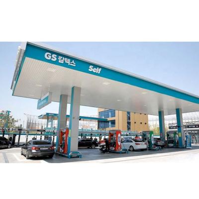 China Structural Roofing IF Steel Structure Truss Gas Station Roof Prefab Gas Station With Steel Space Frame Canopy for sale