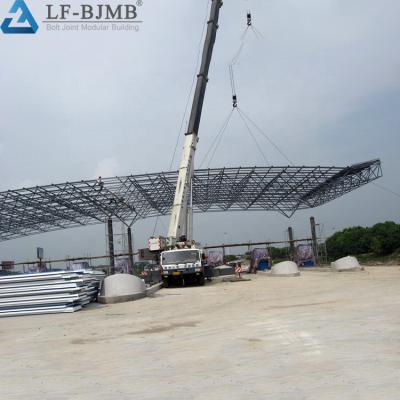 China Prefab Steel Structure Structural Space Frame Truss Expressway Toll Station Roof Covering for sale