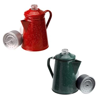 China Sustainable Portable Camping Equipment Creative Design Thickened Enamel Coffee Pot for sale