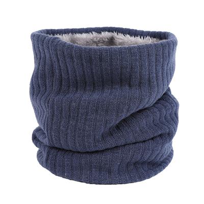 China New Hot Sale Warm Winter Double Collar Women Men Shear Wool Striped Knit Scarf for sale