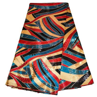 China Viable Fashion Design HFX Jacquard 5m Multi Colors Polyester Bazin Riche 2022 African Dress Fabric For Women for sale