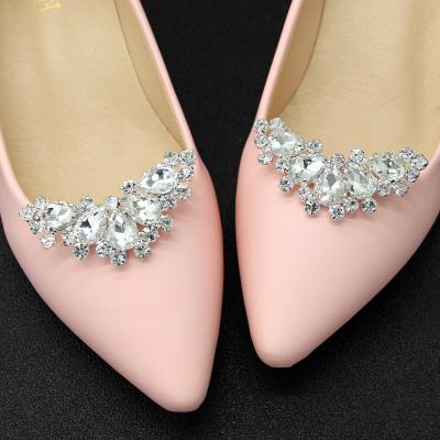 China Custom Crystal Shoe Clip Shoe Brooch Clog Charm for Party Shoes Decoration for sale