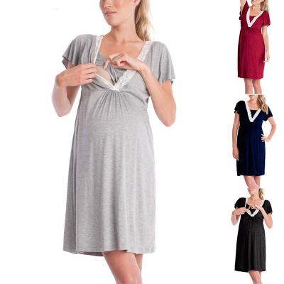 China Wholesale Anti-Allergy Maternity Clothes 2021 Pregnant Women Dresses Side Slits Chill Maxi Maternity and Nursing Dresses for sale