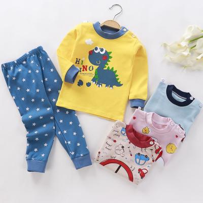 China 2021 High Quality Breathable 2pcs Kids Cotton Pajamas Set Girls Sleepwear Nightgowns Kids Long Sleeve Cartoon Cotton Pajamas Set for sale