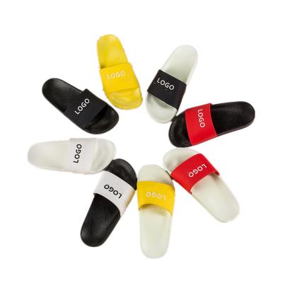 China Fashion Trend Wholesale Custom Logo Slide Indoor PVC Printing Slipper For Women Men for sale