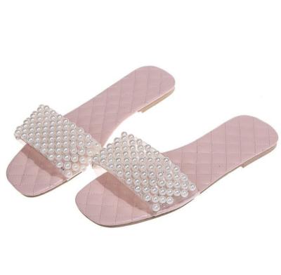 China CUSHIONING Jelly Footwear Fashion Shoes Pearl Slides Casual Women Summer New Ladies Slippers Platform Flat Outdoor Dress Sandals for sale