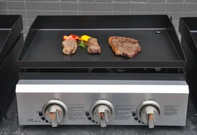 China Rauchloser 3 Brenner-tragbarer Edelstahl-Grill im Freien 500x350mm zu verkaufen