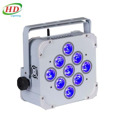 China DJ 6in1 Led Par Lights 9X18w Wireless Battery Operated RGBWA+UV Led Uplights for sale