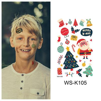 China Temporary Tattoo Sticker Kids Christmas Cartoon Holiday Party Face Sticker Eco-friendly Waterproof Tattoo Sticker for sale