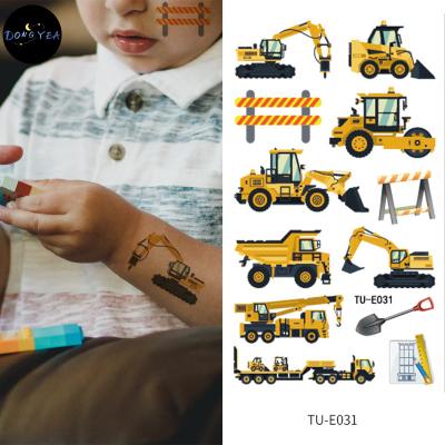 China Excavator Temporary Stickers Children's Cartoon Toy Baby Construction Car Tattoo Temporary Stickers for sale