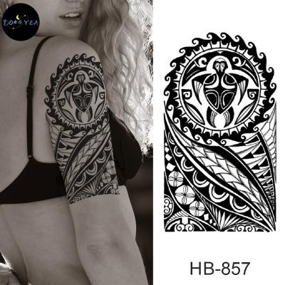 China DONGYEA Flower Arm Tattoo Stickers Temporary Black And White Animal Half Arm Waterproof Tattoo Stickers Chest for sale