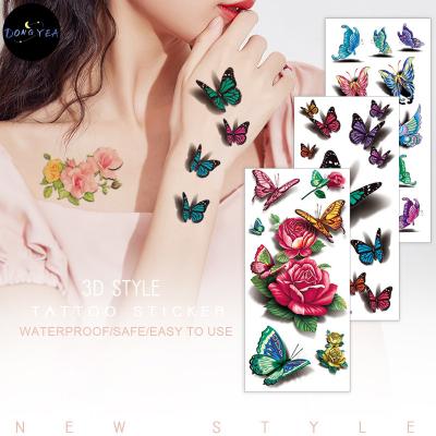 China DONGYEA 3D Temporary Waterproof Tattoo Stickers Color Butterfly Flower Insect Stickers Mounted Cover Scar Tattoo Stickers for sale