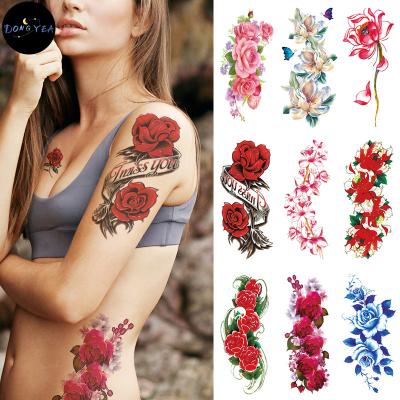 China DONGYEA Wholesale Temporary Flower Tattoo Stickers Color Rose Rose Peony Tattoo Stickers Waterproof Painted Border Tattoo for sale