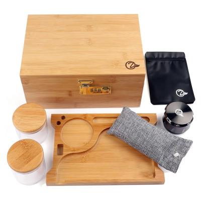 China Large CLASSIC combination stash box - set of accessories with lock, grinder, 2 glass jars and 5 odorless resealable bags for sale