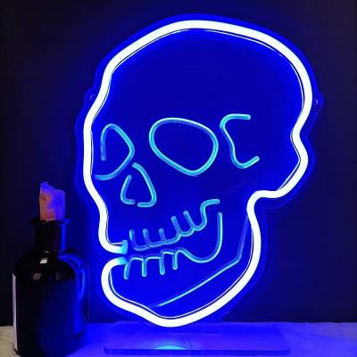 China Residential Cool Ghost Led Neon Sign Wall Night Lights Skeleton Skull Neon Signs For Bar Halloween Party Man Cave for sale